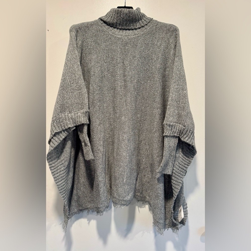 SHEIN Gray Turtleneck Poncho Sweater